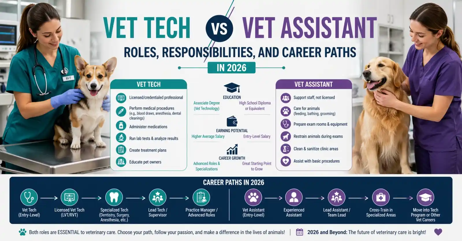 Vet Tech vs Vet Assistant Roles, and Career Paths in 2026